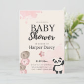 Smiling Bear Baby Shower Invite Einladung (Stehend Vorderseite)