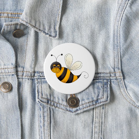 Smiling Bee Fun Bumblebee Character Button