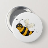 Smiling Bee Fun Bumblebee Character Button (Vorne & Hinten)