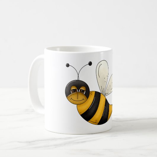 Smiling Bee Fun Bumblebee Character Kaffeetasse (Vorderseite Links)