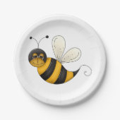 Smiling Bee Fun Bumblebee Character Pappteller (Vorderseite)