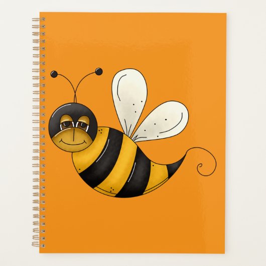 Smiling Bee Fun Bumblebee Character Planer (Vorderseite)