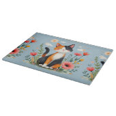 Smiling Calico Cat in Blooming Garden Schneidebrett (Ecke)