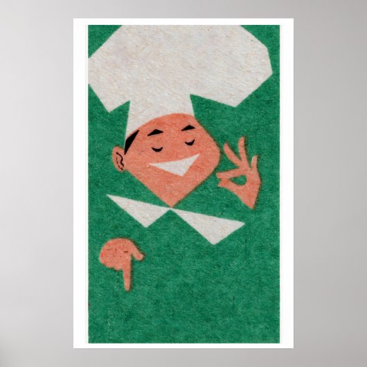 Smiling Chef Matchbox Art Print, Czechoslovakian Poster (Vorne)