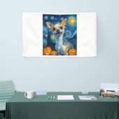 smiling chihuahua dog starry night by Van Gogh fin Banner (Messeveranstaltung)