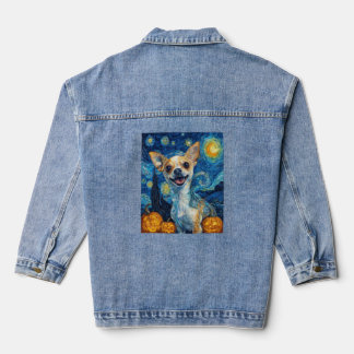 smiling chihuahua dog starry night by Van Gogh fin Jeansjacke