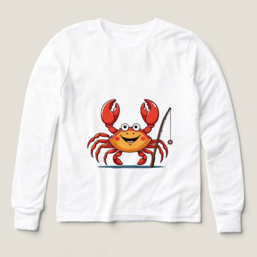 Smiling Crab Fishing – Kids’ Long Sleeve Tee (Design Vorderseite)