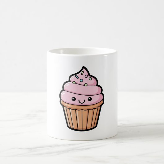 Smiling Cupcake – Cute Kawaii Illustration Kaffeetasse (Mittel)