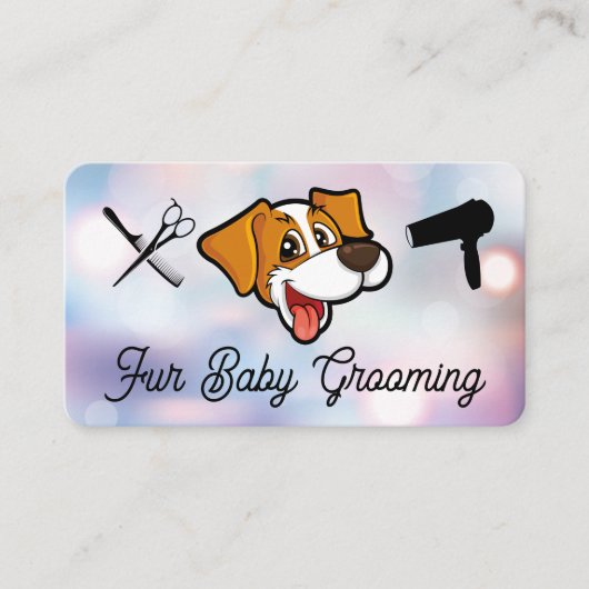 Smiling Cute Dog Logo | Grooming Tools | Boke Visitenkarte (Vorderseite)