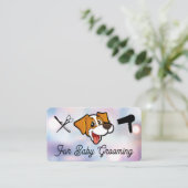 Smiling Cute Dog Logo | Grooming Tools | Boke Visitenkarte (Stehend Vorderseite)