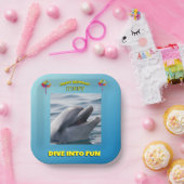 Smiling Dolphin Birthday Design Pappteller (Party)