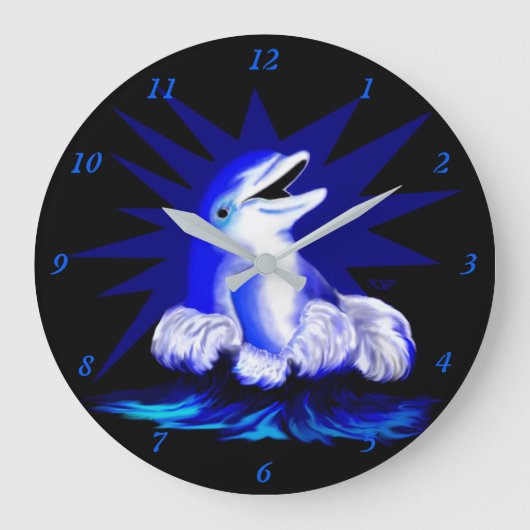 Smiling Dolphin Große Wanduhr (Vorderseite)
