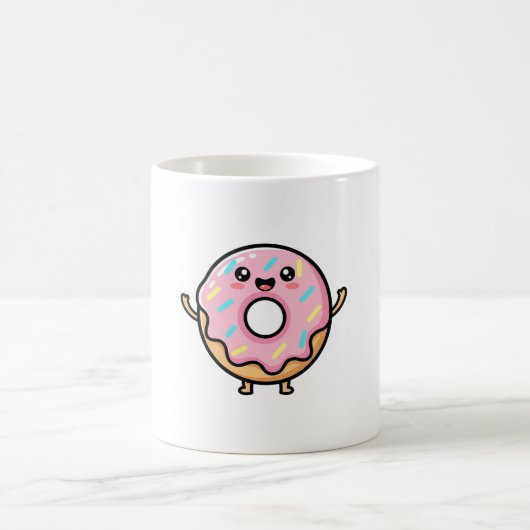 Smiling Donut – Cute Kawaii Illustration Kaffeetasse (Mittel)