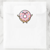 Smiling Donut – Cute Kawaii Illustration Quadratischer Aufkleber (Tasche)