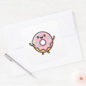Smiling Donut – Cute Kawaii Illustration Quadratischer Aufkleber (Umschlag)