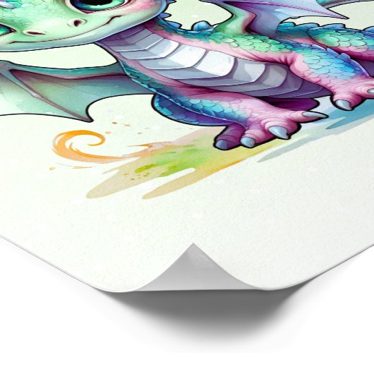 Smiling Dragon Nursery Art Poster (Ecke)