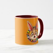 Smiling Easter Bunny – Floral Frame caneca Tasse (VorderseiteRechts)