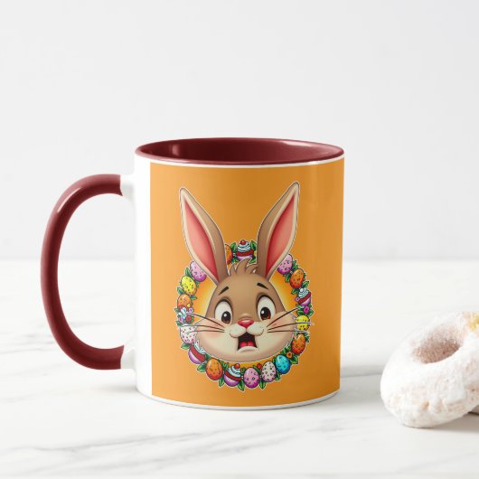 Smiling Easter Bunny – Floral Frame caneca Tasse (Mit Donut)