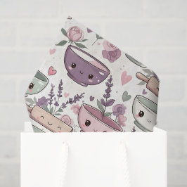 Smiling Faces Floral Pink Purple Seidenpapier