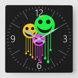 Smiling faces quadratische wanduhr