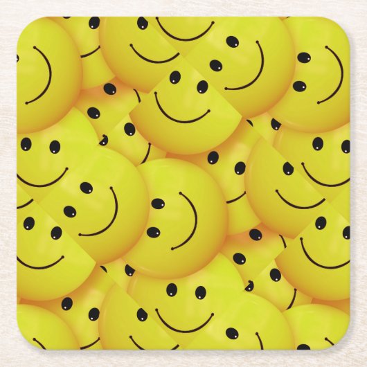 Smiling Faces. Yellow, Rechteckiger Pappuntersetzer (Vorderseite)