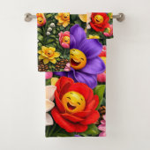 smiling floral garden washcloth description add a  badhandtuch set (Insitu)