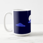 Smiling Full Moon with Clouds:  Dark Blue Kaffeetasse (Links)