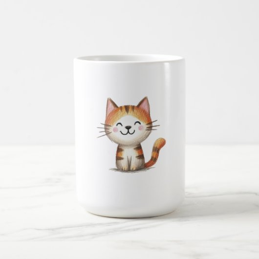 Smiling Ginger Tabby Kitten - Hand-Drawn Illustrat Kaffeetasse (Mittel)