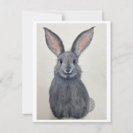 Smiling Grey Bunny Notecard - Original Artwork Feiertagskarte