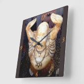 Smiling Happy Buddha Clock Quadratische Wanduhr (Winkel)