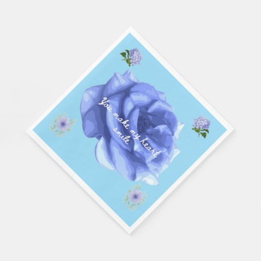 Smiling heart baby blue serviette (Ecke)