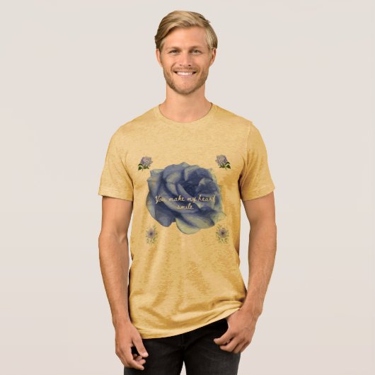 Smiling heart yellow Tri-Blend shirt (Vorderseite voll)
