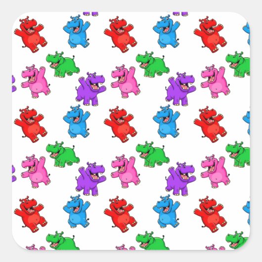 Smiling Hippo Collection Quadratischer Aufkleber (Vorderseite)