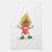 Smiling Jalapeño Cartoon Illustration Charakter Geschirrtuch (Vertikal)