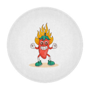 Smiling Jalapeño Cartoon Illustration Charakter Schneidebrett