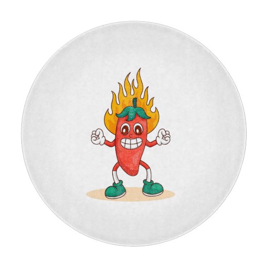 Smiling Jalapeño Cartoon Illustration Charakter Schneidebrett (Vorderseite)