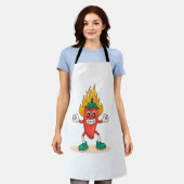 Smiling Jalapeño Cartoon Illustration Charakter Schürze (Getragen)