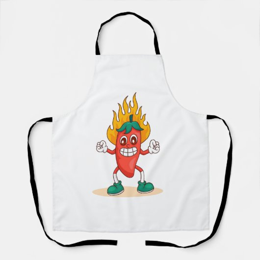 Smiling Jalapeño Cartoon Illustration Charakter Schürze (Vorderseite)