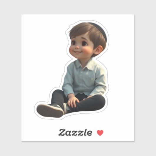 Smiling Jewish Boy – Cute Design with Kippah Aufkleber (Blatt)
