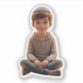 Smiling Jewish Boy – Cute Design with Kippah Aufkleber (Vorderseite)