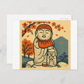 Smiling Jizo Guardian  – Japanese Folk Art  Postkarte (Vorne/Hinten)