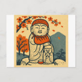 Smiling Jizo Guardian – Japanese Folk Art Postkarte (Vorderseite)