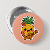 Smiling Kawaii Ananas - tropisch Button (Vorne & Hinten)