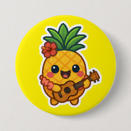 Smiling Kawaii Ananas - tropisch Button