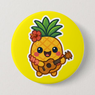 Smiling Kawaii Ananas - tropisch Button