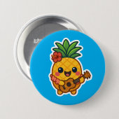 Smiling Kawaii Ananas - tropisch Button (Vorne & Hinten)