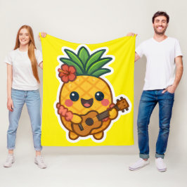 Smiling Kawaii Ananas - tropisch Fleecedecke