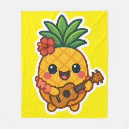 Smiling Kawaii Ananas - tropisch Fleecedecke