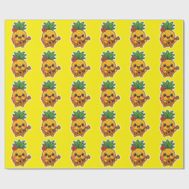 Smiling Kawaii Ananas - tropisch Geschenkpapier