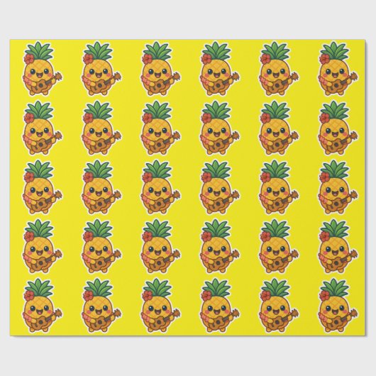 Smiling Kawaii Ananas - tropisch Geschenkpapier (Flach)